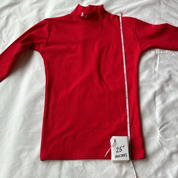Under Armour Women's Long Sleeve Mock Neck Top - Vibrant Red - Medium - Picture 11 of 12